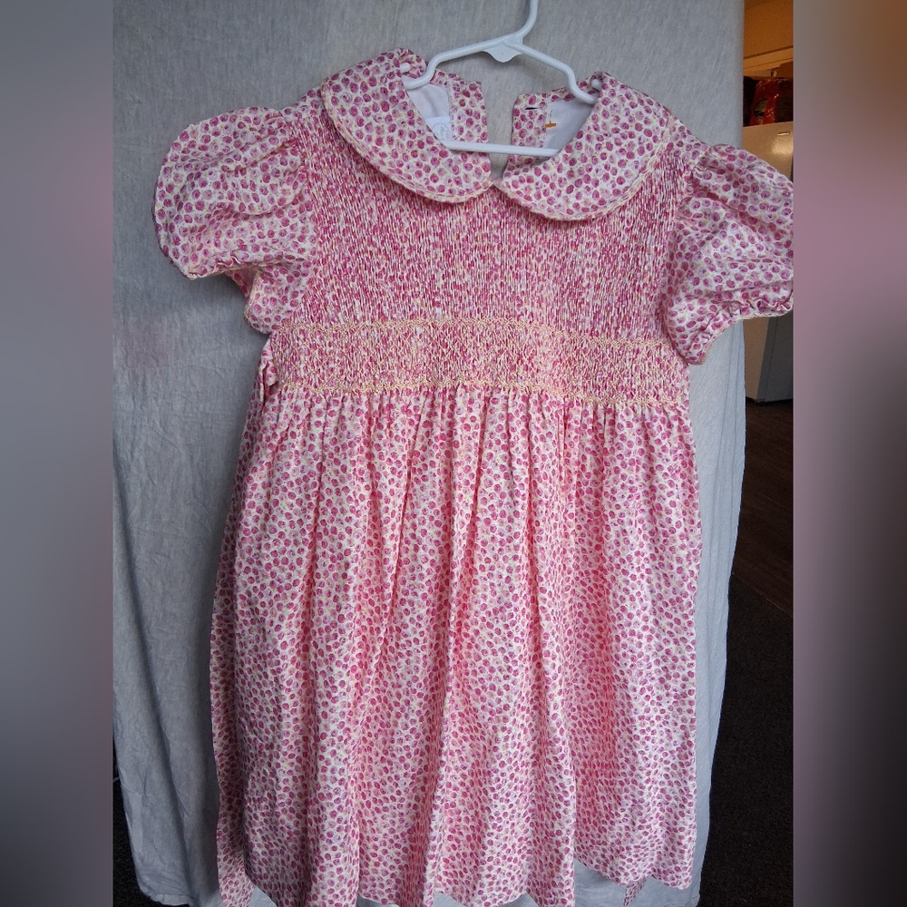Pink Floral Smocked Dress